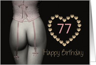 77th Sexy Birthday Corset Flowers Lingerie Golden Stars card