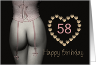 58th Sexy Birthday Corset Flowers Lingerie Golden Stars card