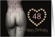 48th Sexy Birthday Corset Flowers Lingerie Golden Stars card