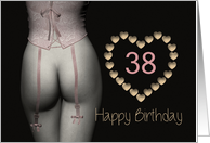 38th Sexy Birthday Corset Flowers Lingerie Golden Stars card