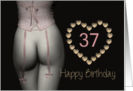 37th Sexy Birthday Corset Flowers Lingerie Golden Stars card