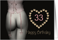 33rd Sexy Birthday Corset Flowers Lingerie Golden Stars card