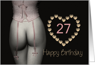 27th Sexy Birthday Corset Flowers Lingerie Golden Stars card