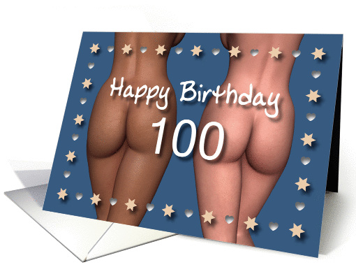 100th Sexy Birthday Buttock Stars and Hearts card (1227858)