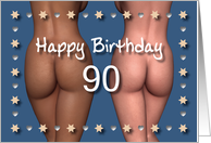 90th Sexy Birthday Buttock Stars and Hearts card