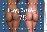 75th Sexy Birthday Buttock Stars and Hearts card