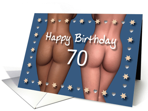70th Sexy Birthday Buttock Stars and Hearts card (1227872)