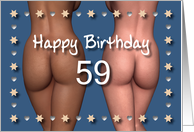 59th Sexy Birthday Buttock Stars and Hearts card