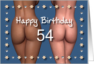 54th Sexy Birthday Buttock Stars and Hearts card