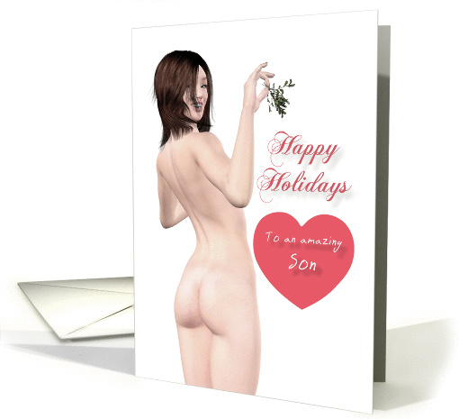 Happy Holidays Sexy Pin Up with Mistletoe for Son card (1231938)