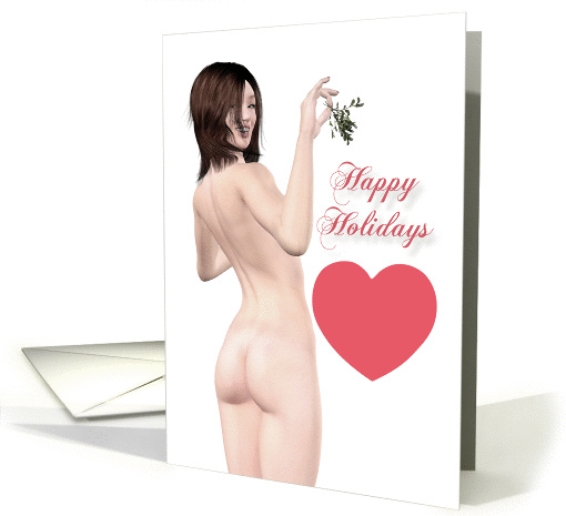 Happy Holidays Sexy Pin Up with Mistletoe card (1231958)