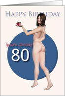 80th Sexy Pin Up Birthday card
