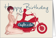 Naughty Pin Up with Motorcycle Birthday for Daughter in Law card