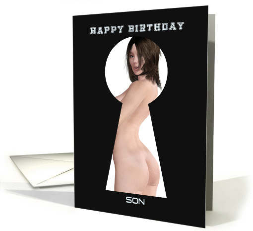 Keyhole Sexy Pin Up for Son Birthday card (1258024)