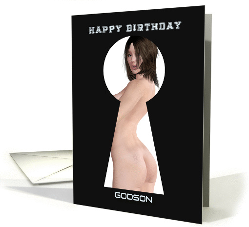 Keyhole Sexy Pin Up for Godson Birthday card (1258088)