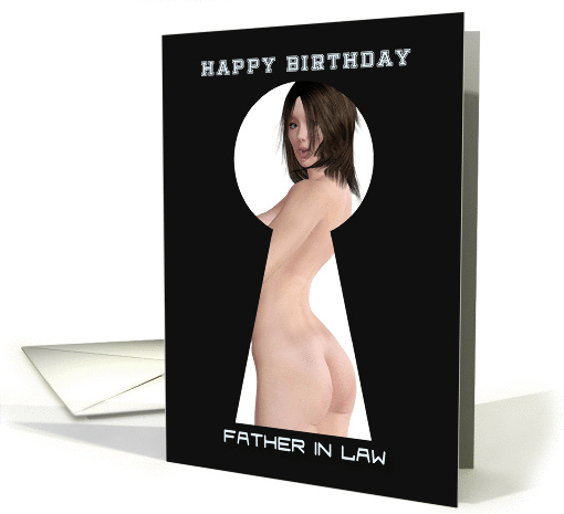 Keyhole Sexy Pin Up for Father in Law Birthday card (1258570)