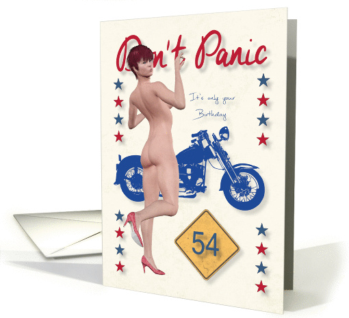 Don't Panic Pin Up with Motorcycle for 54th Birthday card (1259750)