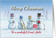 Christmas Music playing Snowmen for Great Uncle card