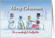 Christmas Music playing Snowmen for Godfather card