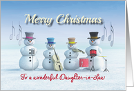 Christmas Music playing Snowmen for Daughter-in-Law card