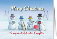 Christmas Music playing Snowmen for Step Daughter card