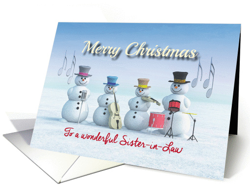 Christmas Music playing Snowmen for Sister-in-Law card (1290076)