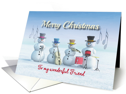 Christmas Music playing Snowmen for Friend card (1290532)