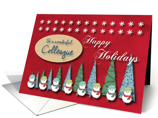 Snowmen Christmas trees and Snowflakes for Colleague card (1292630)