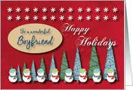 Snowmen Christmas trees and Snowflakes for Boyfriend card