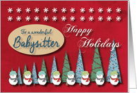 Snowmen Christmas trees and Snowflakes for Babysitter card