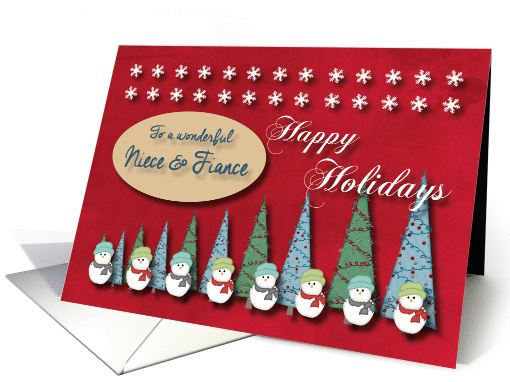 Snowmen Christmas trees and Snowflakes for Niece & Fiance card