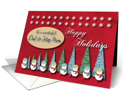Snowmen Christmas trees and Snowflakes for Dad & Step Mom card