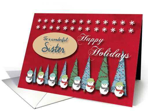 Snowmen Christmas trees and Snowflakes for Sister card (1293398)