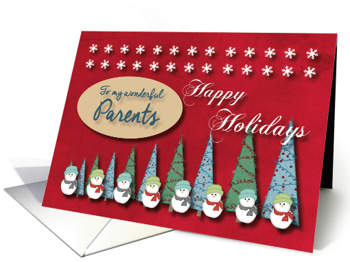 Snowmen Christmas trees and Snowflakes for Parents card (1293400)