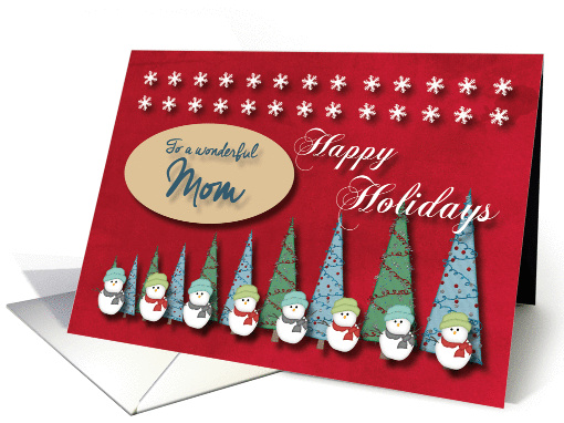 Snowmen Christmas trees and Snowflakes for Mom card (1293414)