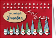 Snowmen Christmas trees and Snowflakes for Grandma card