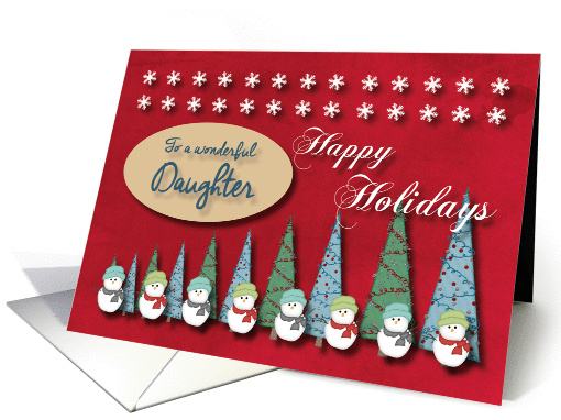 Snowmen Christmas trees and Snowflakes for Daughter card (1293460)