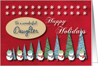 Snowmen Christmas trees and Snowflakes for Daughter card