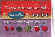 To Warm Up during Cold days for Mom and Dad card