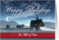 For All of You Scene with Reindeer Sledge and Cottage card