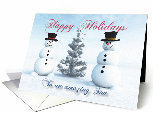 Snowmen and Christmas Tree for Son card (1294732)