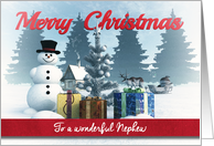 Christmas Snowman with Presents and Tree for Nephew card