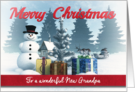 Christmas Snowman with Presents and Tree for New Grandpa card
