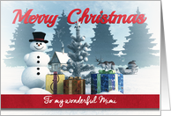 Christmas Snowman with Presents and Tree for Mimi card