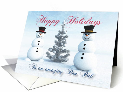 Snowmen and Christmas Tree for Pen Pal card (1303178)