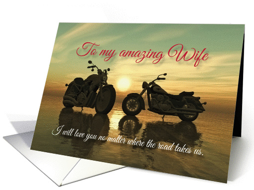 Motorcycles with sunset at sea Valentine for Wife card (1305712)