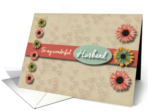 Flowers and hearts Valentine for Husband card (1306078)