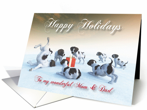 German Pointer Puppies Holidays Snowscene for Mom & Dad card (1313674)