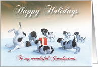 German Pointer Puppies Holidays Snowscene for Grandparents card