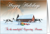 Painted Horse and Motorcycles Holidays Snowscene for Expecting Parents card